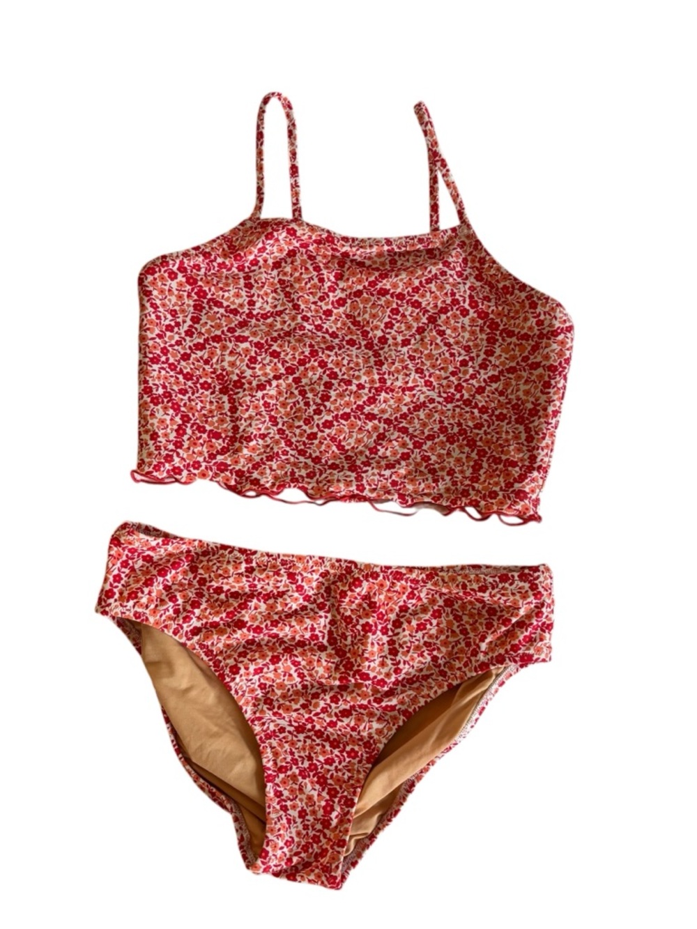 Crewcuts Pink Red Floral Tankini Set for Girls